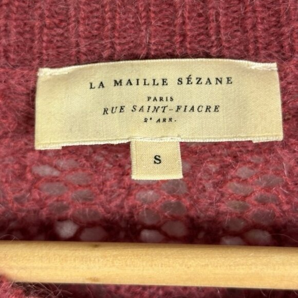 Sezane Tonio Mohair Merino Wool Sweater Cardigan Knit Berry Size Small French S - Picture 4 of 14